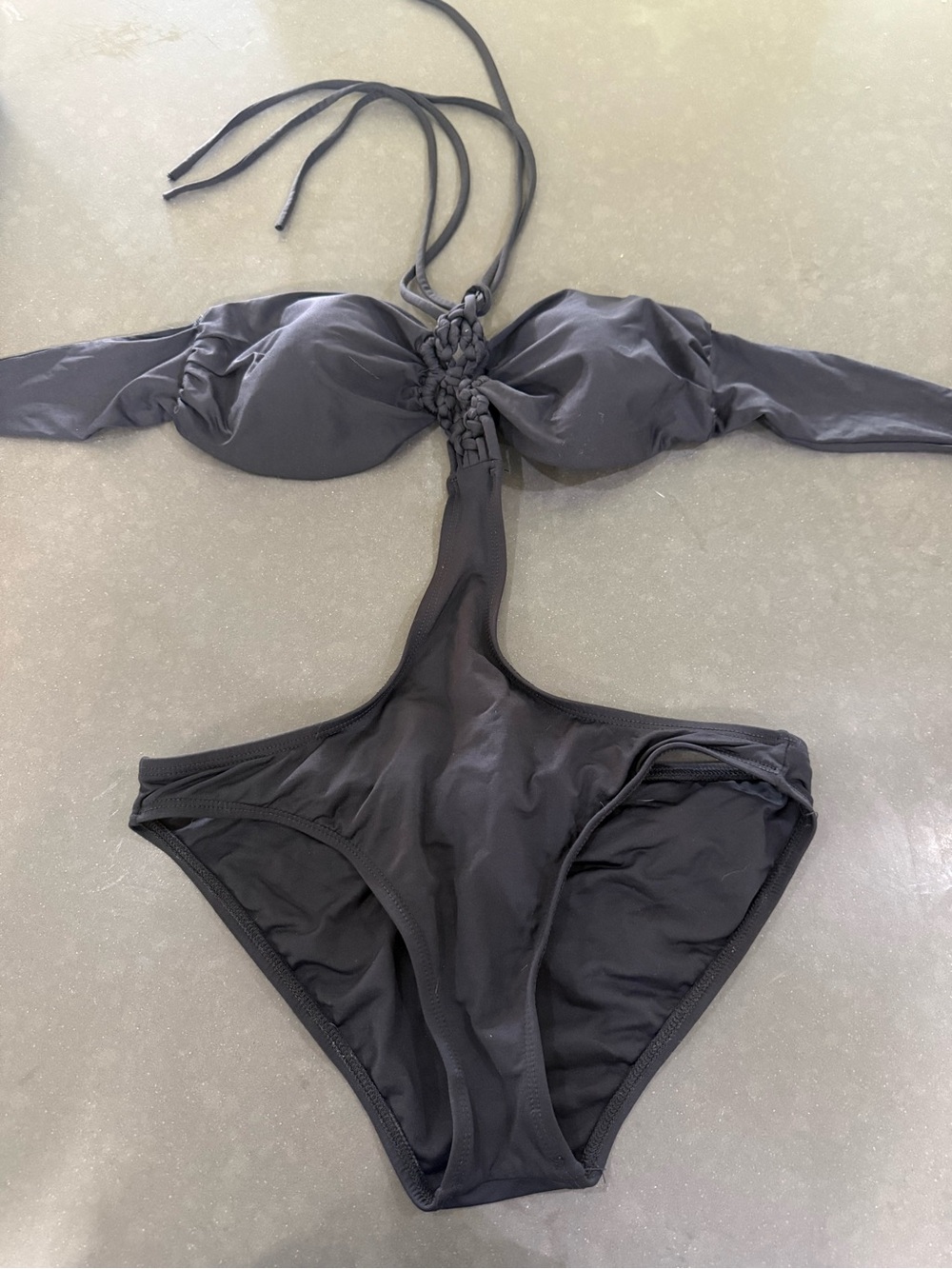l*space Black Braided Front One-Piece Swimsuit